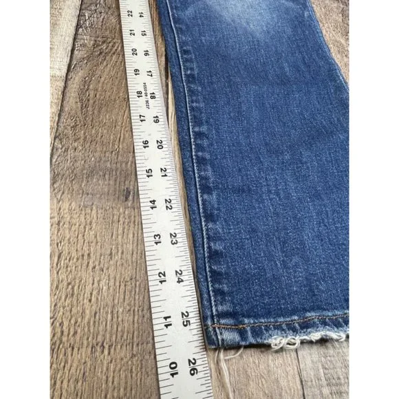 Madewell Women 25 The Perfect Crop Blue Jeans High Rise Stretch Raw Hem - Picture 4 of 6